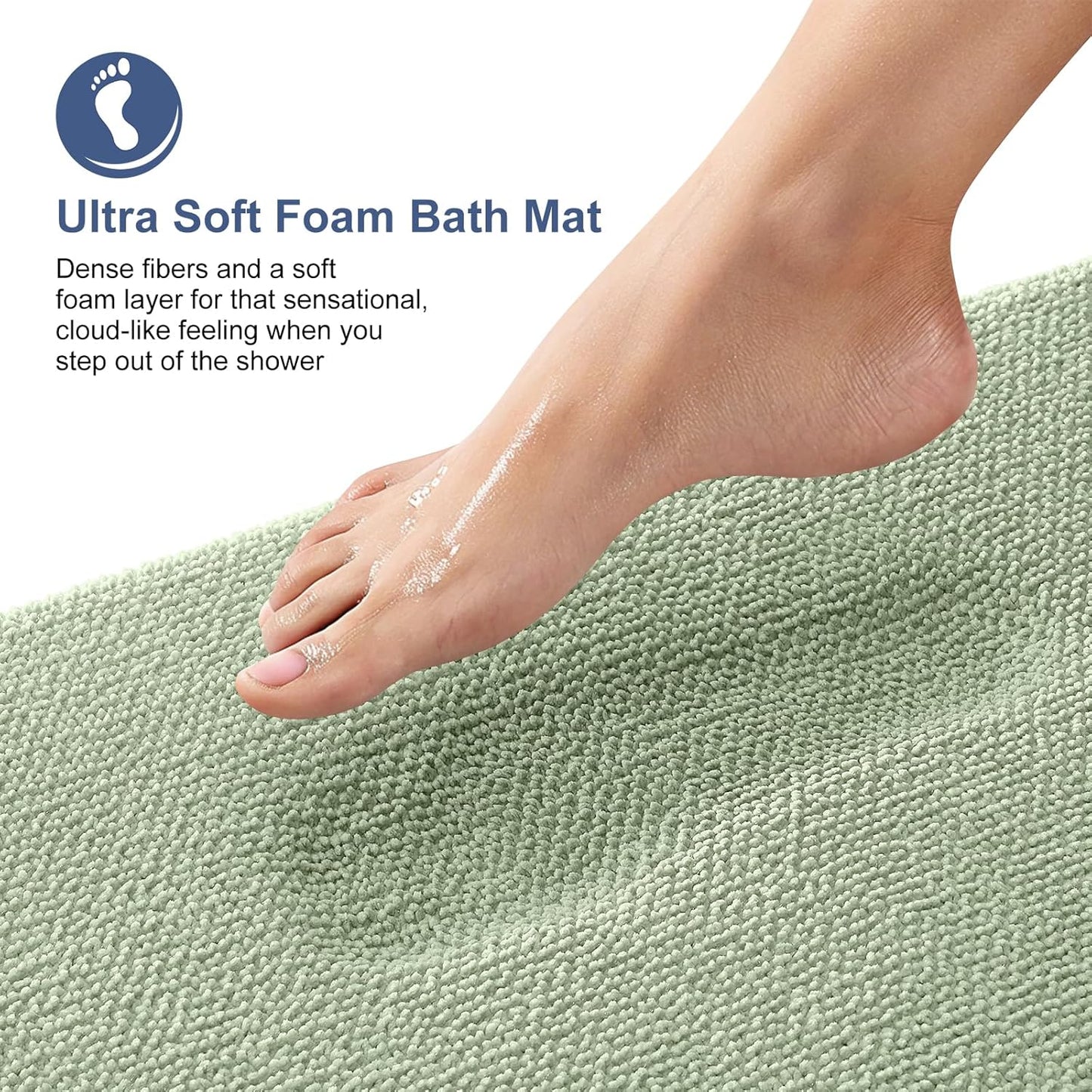 OLANLY Thick Memory Foam Bath Mat Rug 47x17, Extra Soft Absorbent Bathroom Rug, Quick Dry Bath Mats, Non-Slip, Machine Washable Carpet for Bathroom, Tub and Shower, Home Decor Accessories, Sage Green