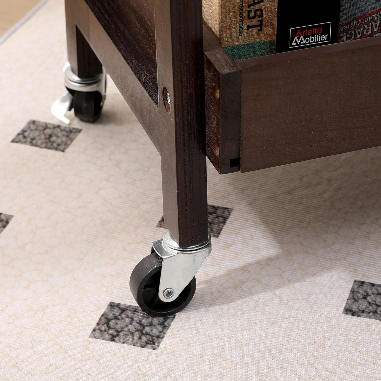 3 Tier Rolling Craft Cart Slim Rolling Storage Cart Wooden Cart on Wheels Bathroom Organizer Rolling Utility Cart Mobile Shelving Unit for Kitchen Bathroom Laundry Narrow Places (Black)