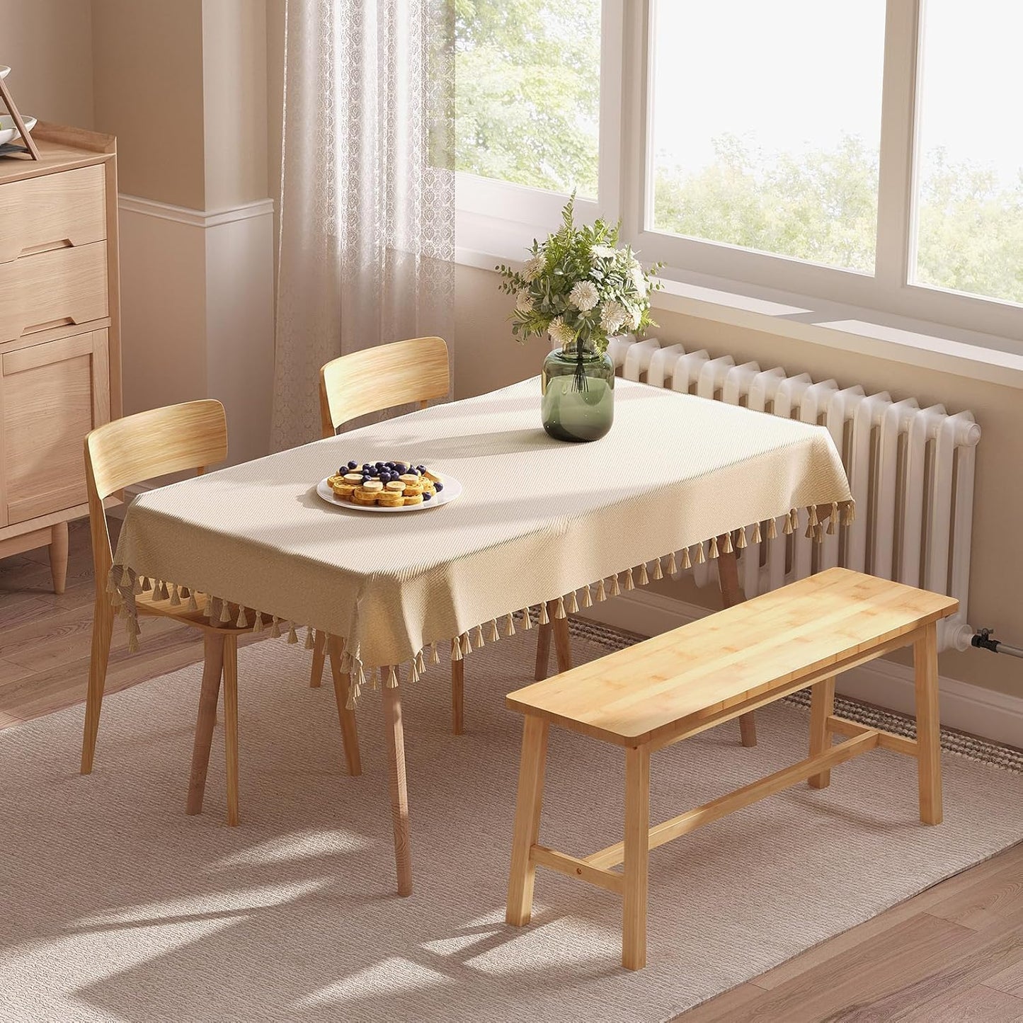 HOOBRO 39.3'' Bamboo Dining Bench, Farmhouse Table Bench, Kitchen & Living Room Furniture, Easy to Assemble, Sturdy and Stable, Natural YL03CD01G2