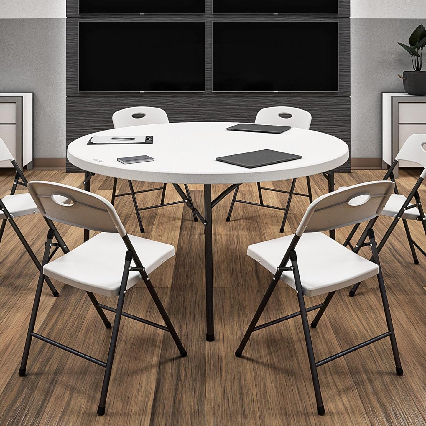 COSCO Commercial 5' (60") Round Blow Mold Table, White