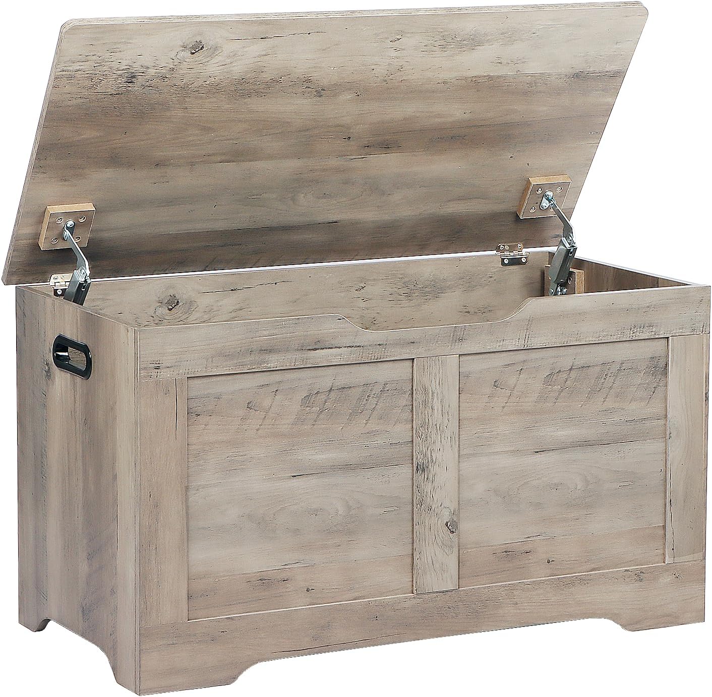 31.5" Storage Chest, Wooden Storage Bench, Lift Top Toy Chest with 2 Safety Hinges, Large Toy Box, Entryway Shoes Bench for Living Room, Bedroom, Grey