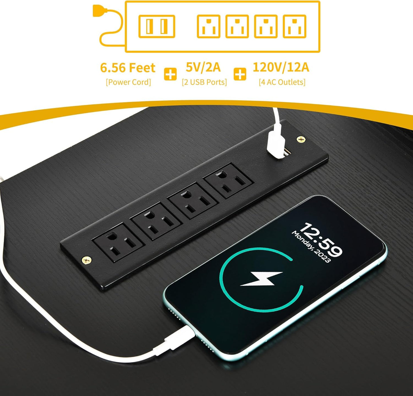 DWVO L Shaped Desk with Drawers, 55" Corner Computer Desk with Bookshelf & Power Outlets & LED Lights, Home Office Desk with Storage Shelves, Black