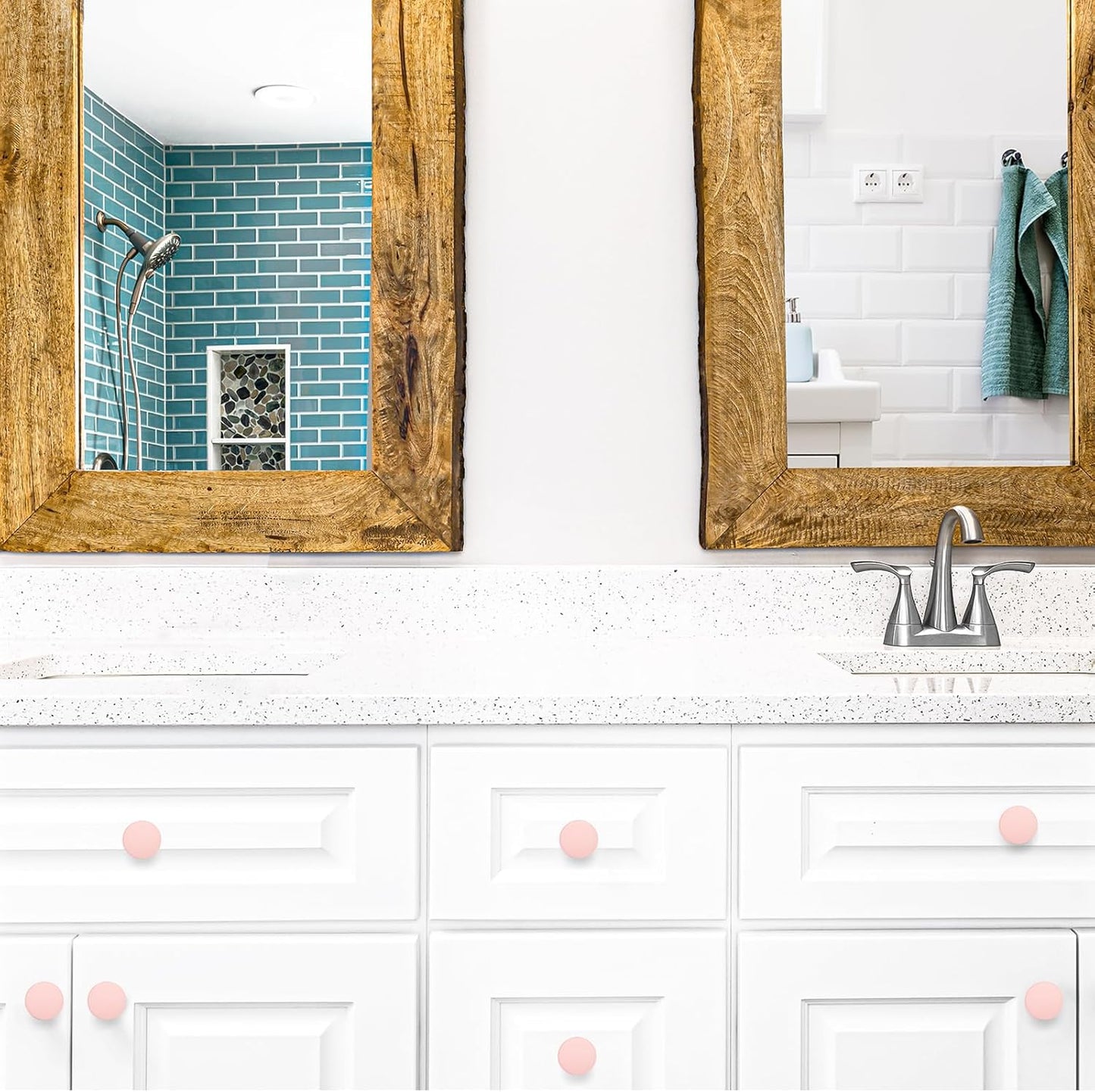 Ravinte 25 Pack Drawer Pulls 1-1/4 Inch Pink Kitchen Cabinet Knobs Solid Round Dresser Handles for Simple Cupboard Hardware