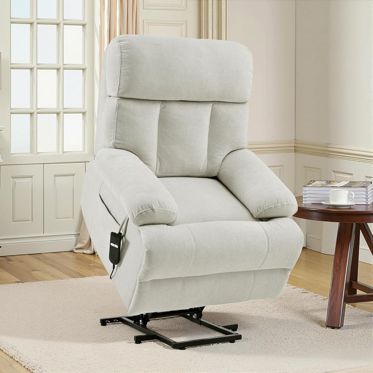 Recliner Chair Power Lift Massage Chair Full Body 23" Large Size Electric Recliner with Seniors, Home Theater Seating with Remote Control, Side Pocket, Spacious Seat, Light Gray