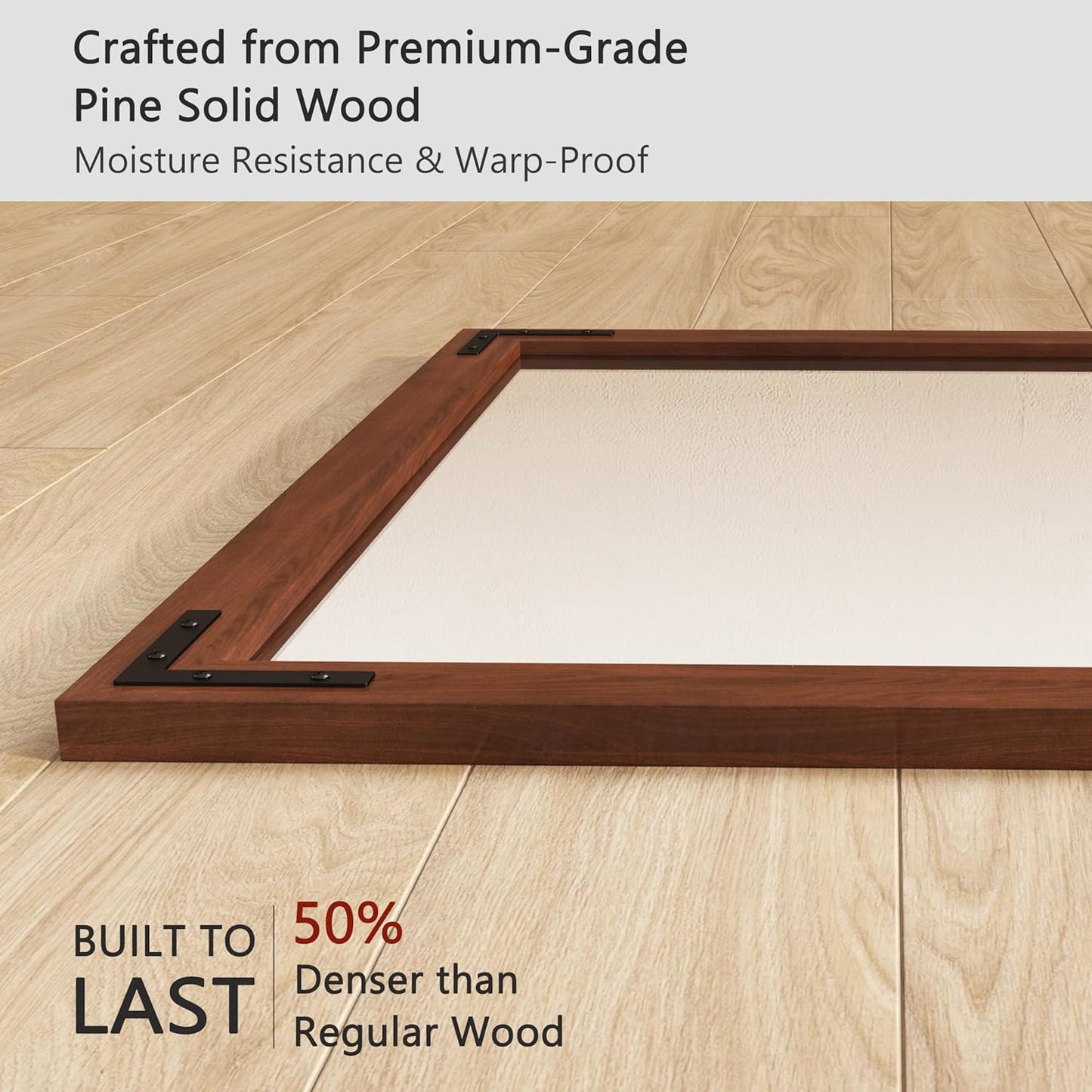 VocalStar Rustic Wood Framed Mirror 18 x 26 Inch, Natural Dark Brown Wooden Rectangle Bathroom Vanity Wall Mirror for Farmhouse Boho Decor, 1/4-inch Shatterproof Glass | Waterproof