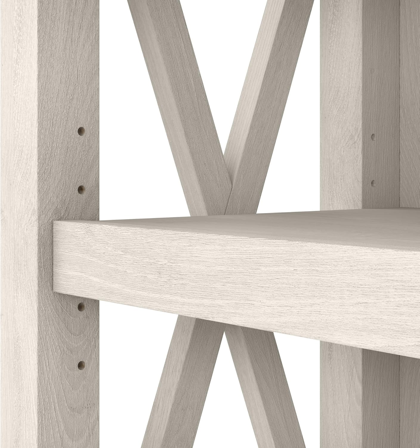 Bush Furniture Tall 5 Shelf Bookcase for Living Room or Home Office, Large Bookshelf, Modern Farmhouse Style, Key West Collection, Linen White Oak