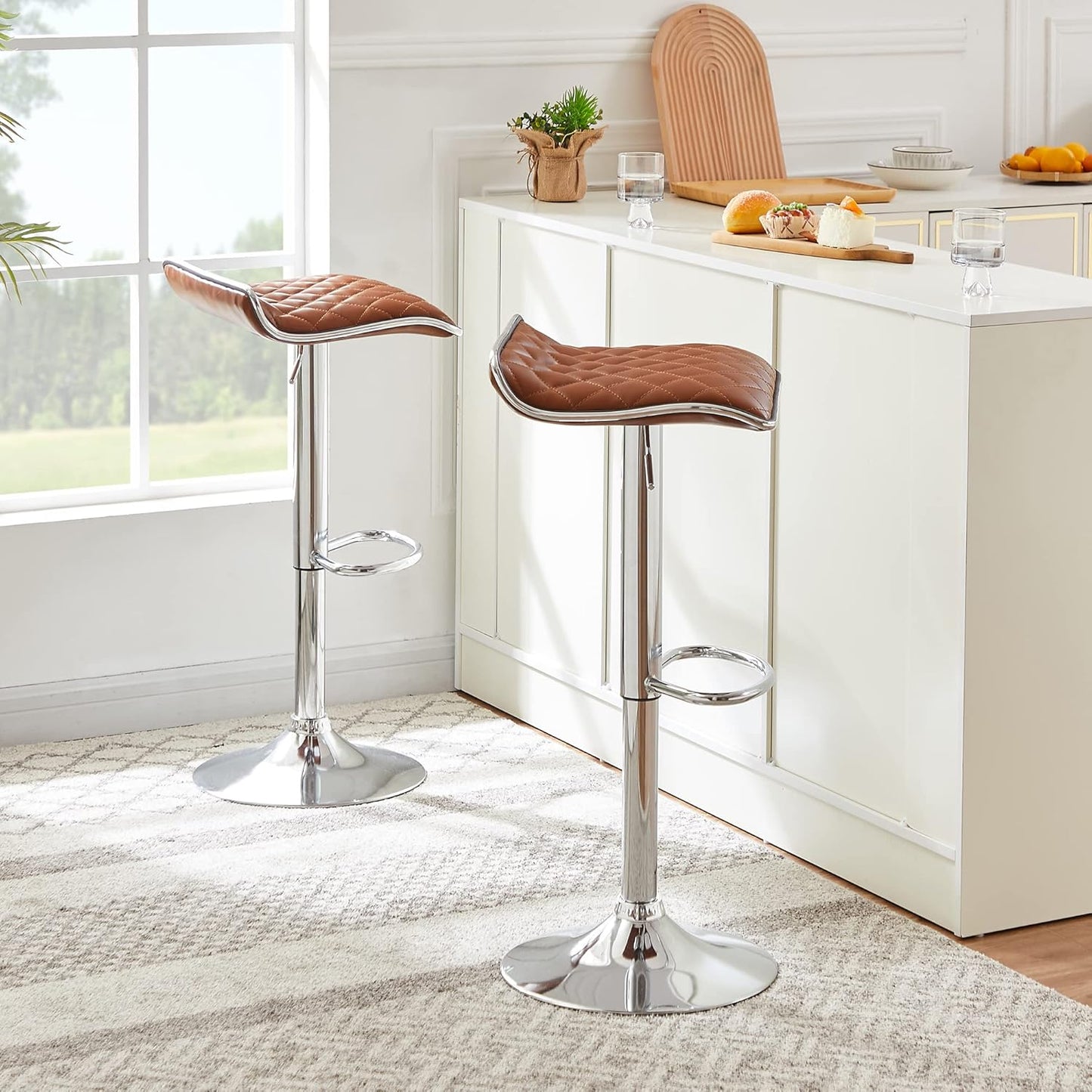 VECELO Bar Stools Set of 4, Adjustable Bar Stools, Bar Height Stools for Kitchen Counter