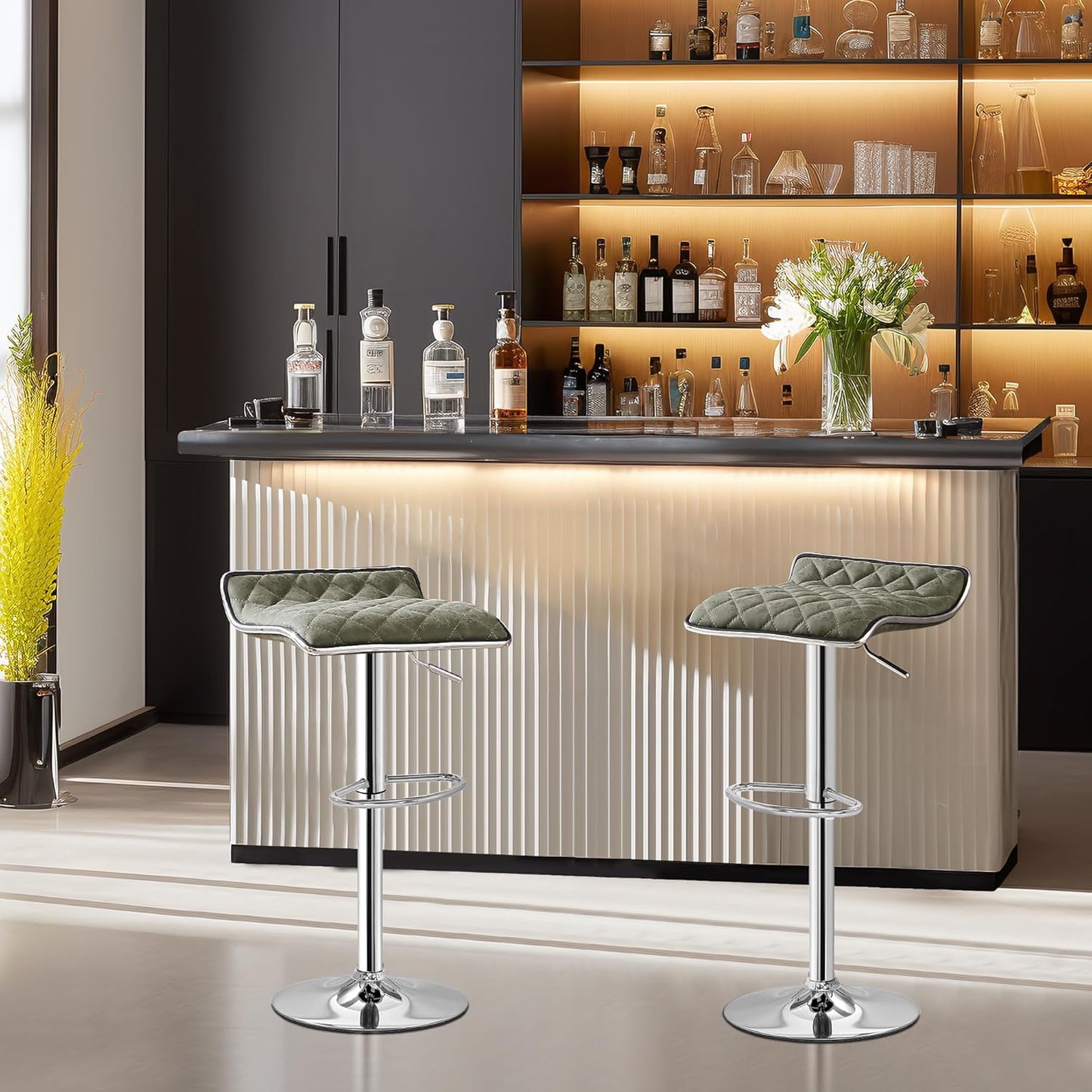 VECELO Bar Stools Set of 4, Adjustable Bar Stools, Bar Height Stools for Kitchen Counter