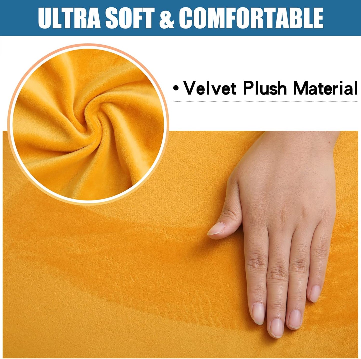 Smiry Velvet Seat Covers for Dining Room Chair Set of 4, Stretch Fit Removable Washable Chair Seat Cushion Protector Slipcovers with Ties, Mustard Yellow