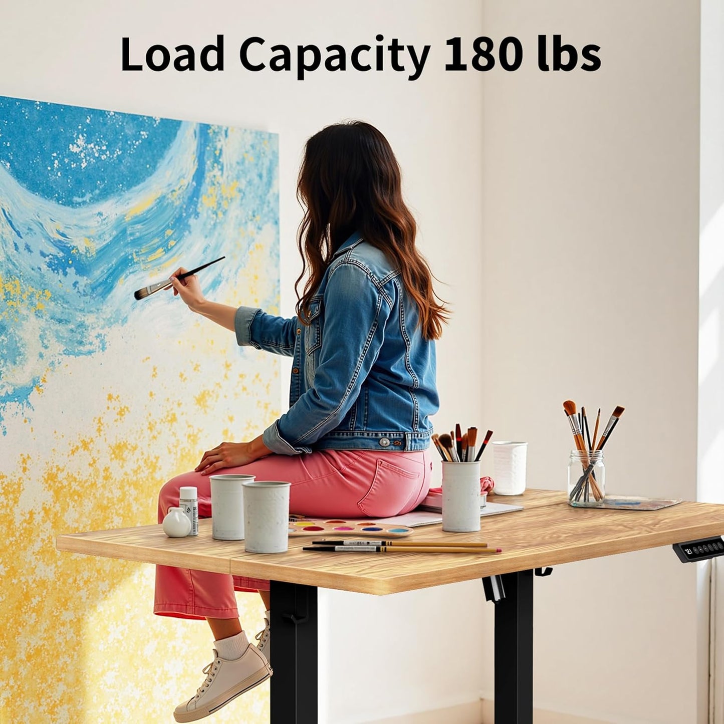 BIZUM 40x24 Inch Electric Standing Desk with Memory Presets, Quiet Motor Height Adjustable Stand Up Desk for Home Office & Gaming, Ergonomic Sit Stand Workstation，Light Rustic Brown