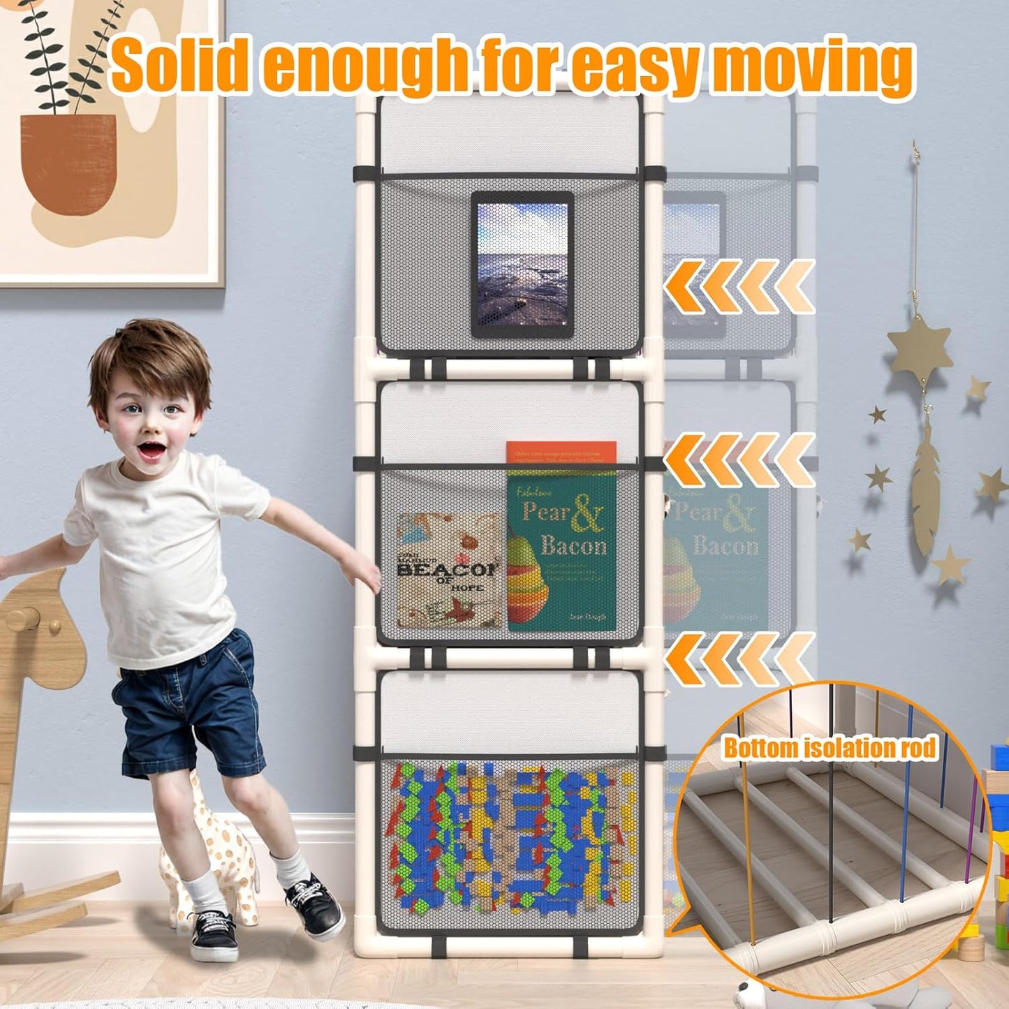 chinensis 2025 New Extra Large Stuffed Animal Storage Zoo-ABS Plushies Organizer with Colorful Bands and Limit Switches, Creative Display Shelf for Nursery, Playroom, Kid Room,Bedroom