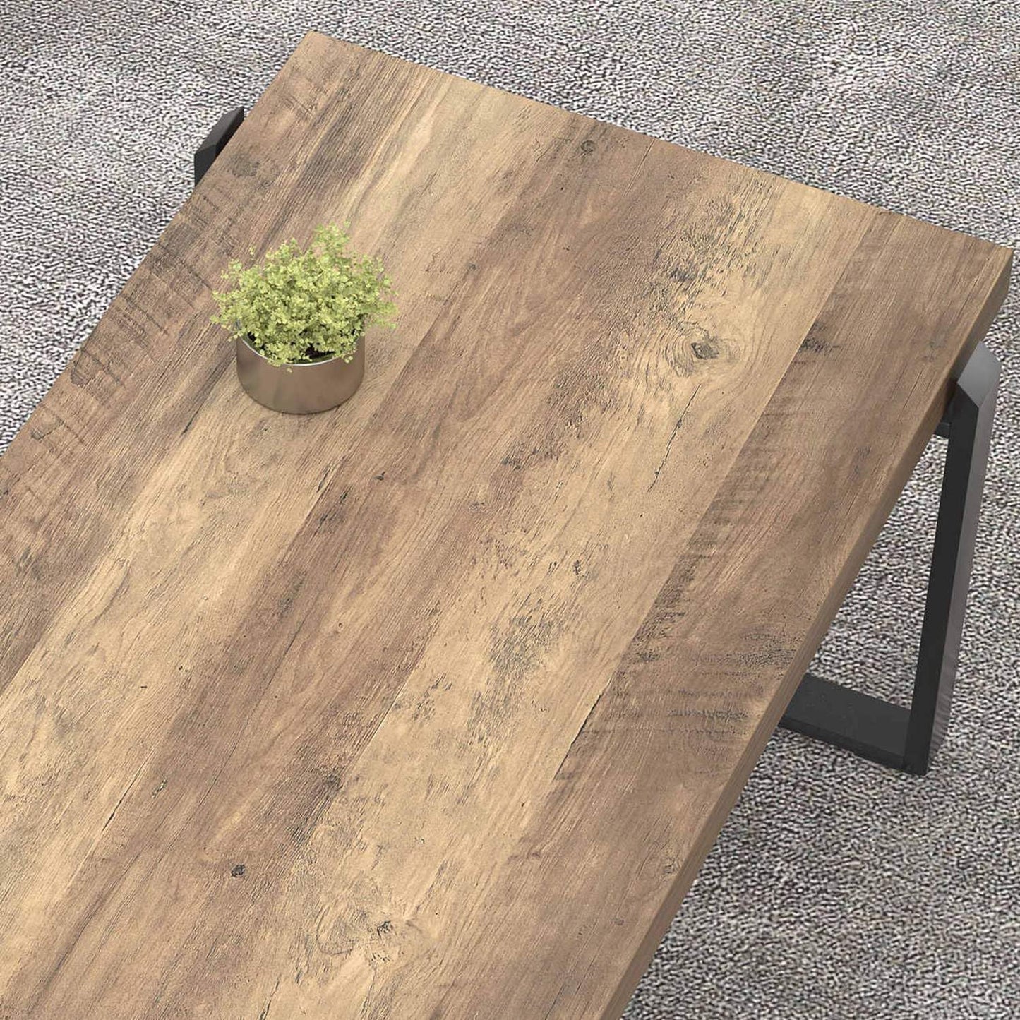 FOLUBAN Coffee Table, Modern Rustic Wood and Metal Center Table, Industrial Cocktail Tea Table for Living Room, Oak, 44 Inch
