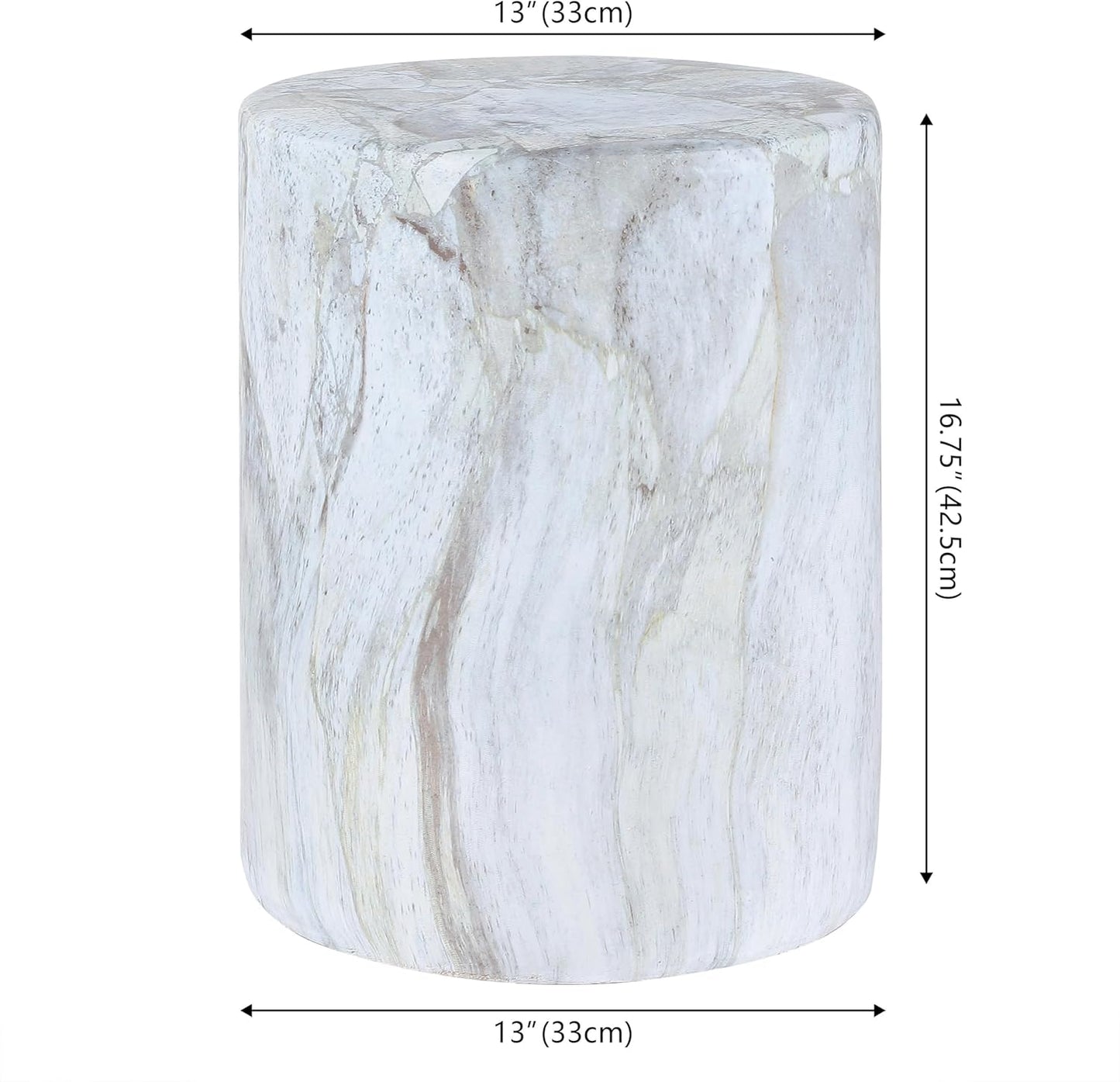 JONATHAN Y TBL1101B Troy 16" Modern Minimalist Faux Marble Column Indoor/Outdoor Indoor/Outdoor Accent Table Modern, Contemporary, Minimalist, Transitional for Living Room, Garden, Patio, Gray/Gold