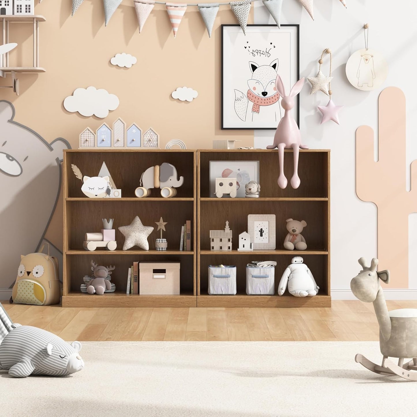 31" Wooden Book Shelf, 2 Shelf Bookcase, Modern Bookshelf with Adjustable Shelf for Home Office, Study Room, Oak