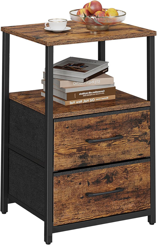 TUTOTAK End Table, Night Stand, Side Table, Nightstand with Cloth Drawer, Bedside Table for Livingroom, Bed Room, Brown TB01BB087