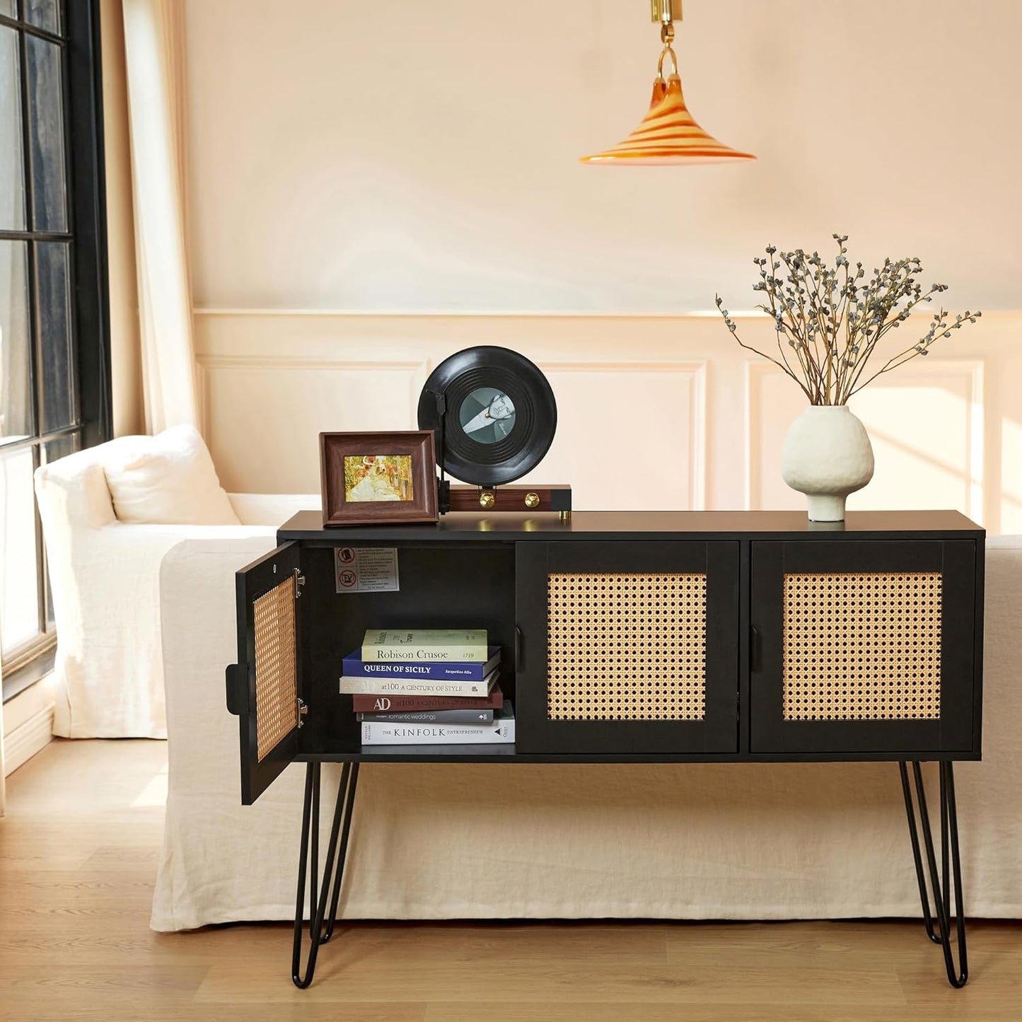 Netstar Entryway Table, Sofa Table, Console Tables for Entryway, Behind Couch Sofa Narrow Long, Foyer Tables w/Storage Drawers for Entry Way Hallway Living Room, Wood Boho Farmhouse, Black