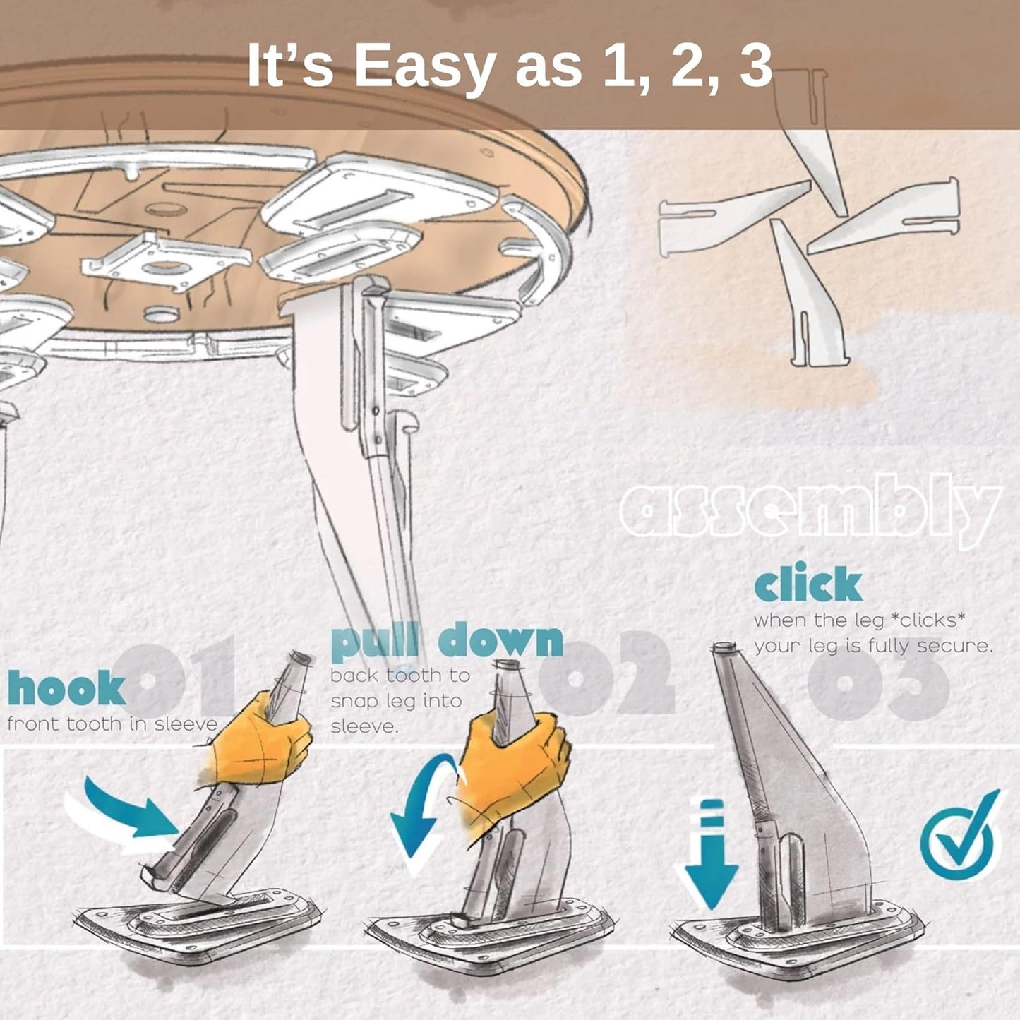 HOEK Office Desk Bundle, 47.5" x 23" - Modular Shelving, Storage Hook, Wall-Mountable Desk for Small Spaces & Work from Home Solutions - Easy Assembly Set Up & Compact Home Furniture (Birch/Black)