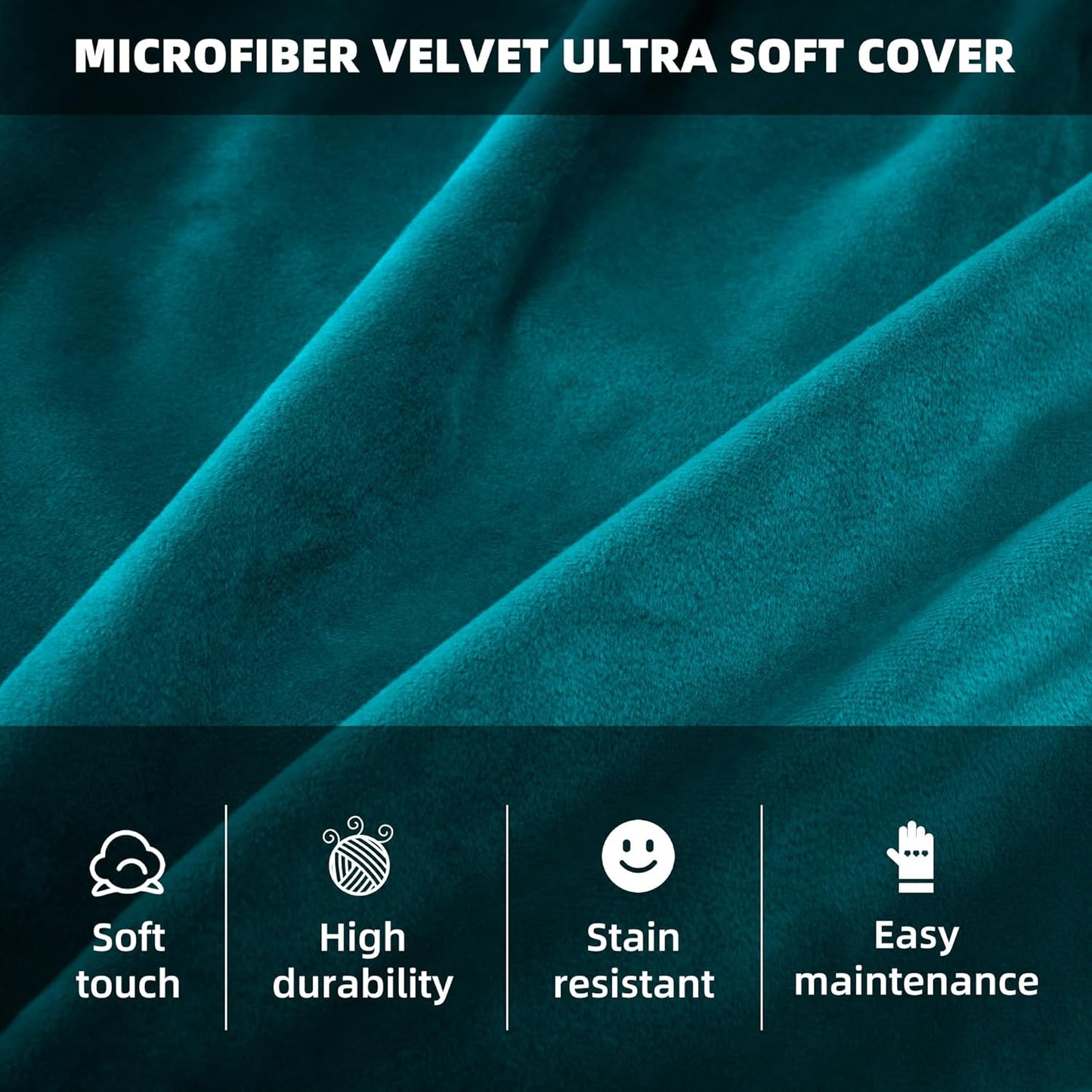 HABUTWAY Bean Bag Chair 3Ft Luxurious Velvet Ultra Soft Fur with High Rebound Memory Foam Bean Bag Chairs for Adults Plush Lazy Sofa with Fluffy Sponge 3' (Sea Blue)