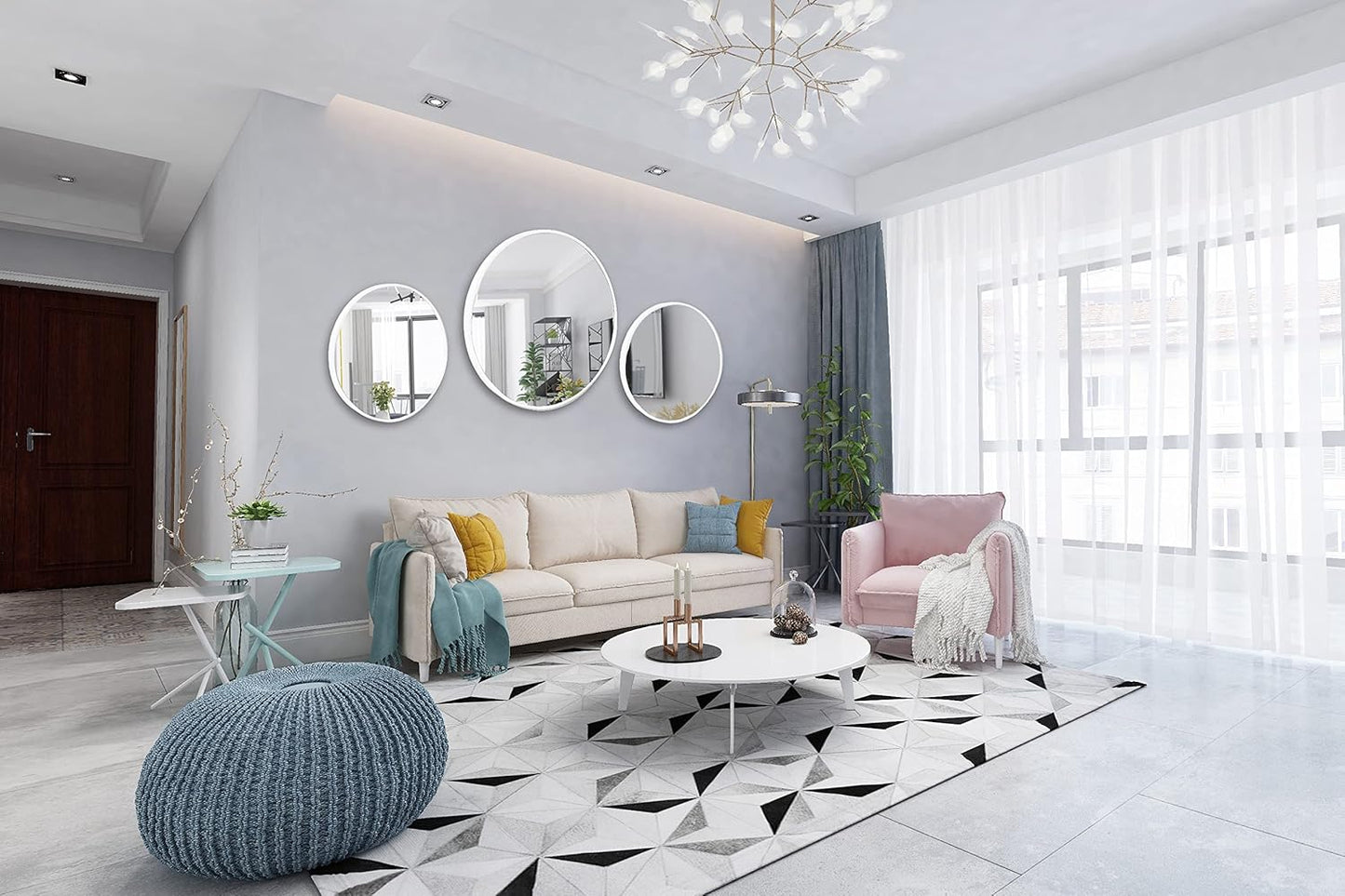 FrameWorks 24" Deluxe Contemporary White Circular Aluminum Mirror