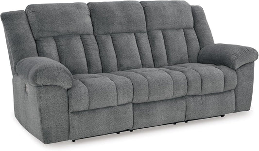 Signature Design by Ashley Tip-Off Modern Wall Hugger Power Reclining Sofa with Adjustable Headrest and USB Ports, Gray