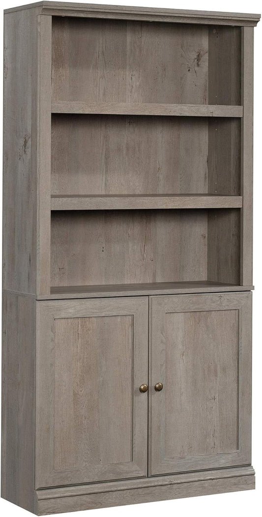 Sauder Select Book Shelf, Bookshelf with Storage, Library Bookcase with Doors and Adjustable Shelves, in Mystic Oak