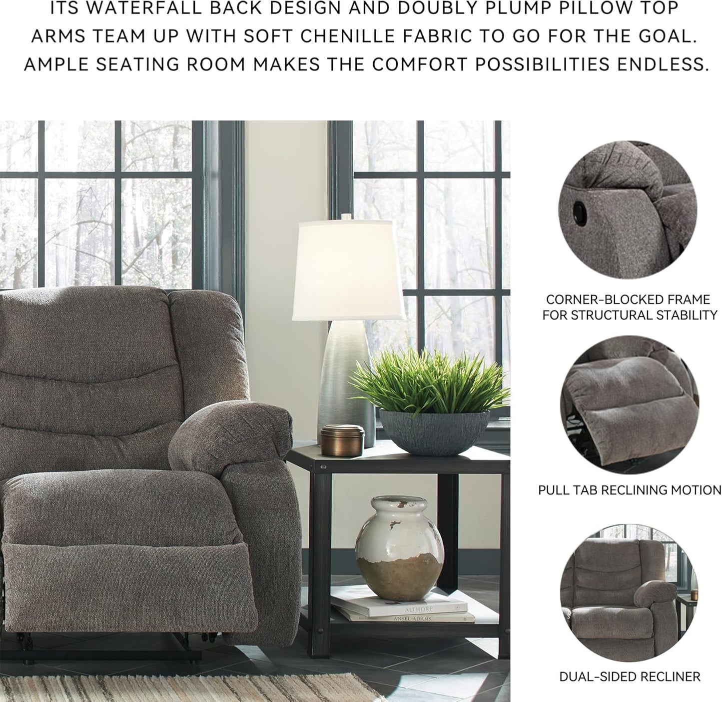 Signature Design by Ashley Loveseat Reclining, Dark Gray