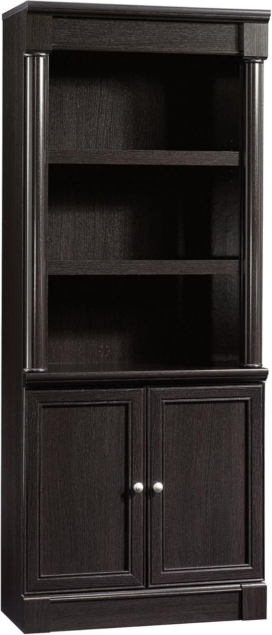 Sauder Palladia Library with Doors/Book Shelf, L: 29.37" x W: 13.90" x H: 71.85", Wind Oak