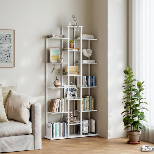 Bookshelf，Small Bookcase for Small Space，6-Tier Bookshelf for Living Room, Home Office, Study，7.87 x 26.77 x 55.5 Inches,White