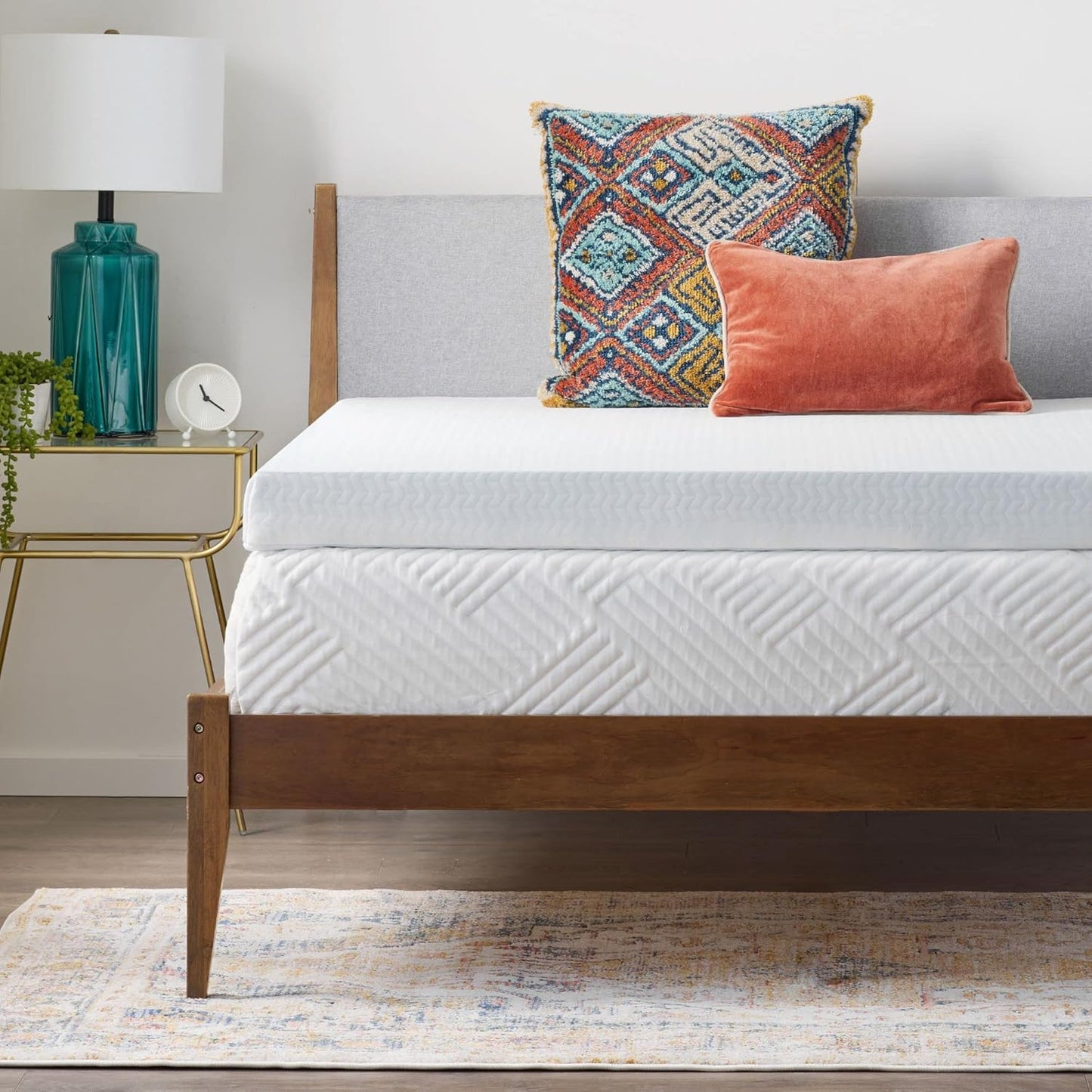 Linenspa 4 Inch Gel Swirl Memory Foam Topper + Cover-Contouring Comfort-Gel Infusion-Machine Washable-Cover, Twin