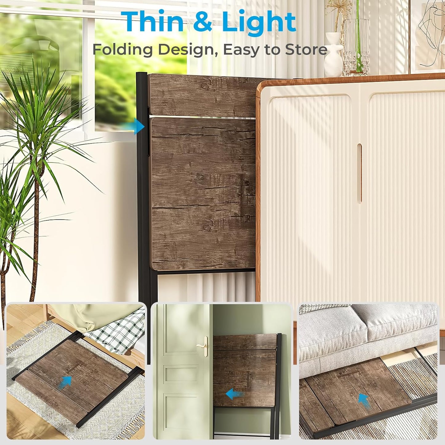 GreenForest No Assembly Folding Desk, 2-Tier Compact Computer Desk with Shelf, 30 inch Space Saving Foldable Table for Home Office, Dorm or Apartment, Portable Collapsible Sturdy Laptop Desk, Brown