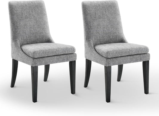 Upholstered Dining Chairs Modern Sidechair Performance Fabric High Back Armlesschair for Diningroom Kitchen,Dark Grey,Set of 2(1 Box)