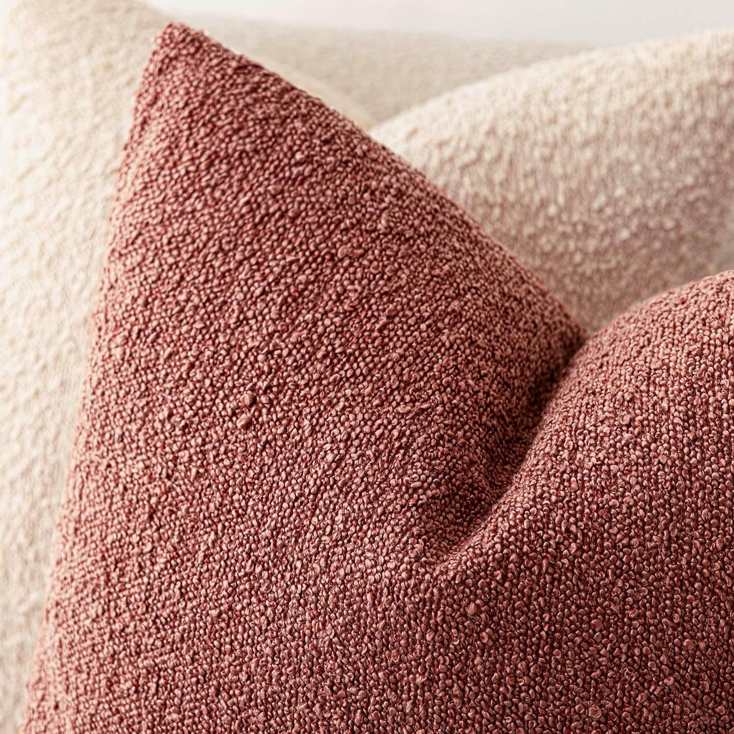 Foindtower Set of 2, Decorative Textured Boucle Throw Pillow Covers Accent Solid Pillow Cases Neutral Cozy Couch Cushion Case for Chair Sofa Bedroom Living Room Home Decor 26x26 Inch Orange Rust Red