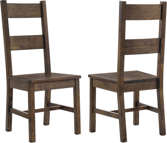 Coaster Home Furnishings - Coleman - Asian Hardwood - Dining Side Chairs with Ladder Back Design - Dining Room & Home Kitchen - Set of 2 - Rustic Golden Brown - 107042