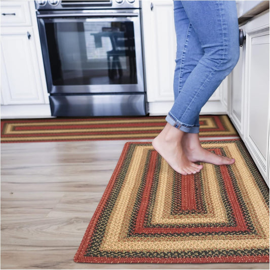Highland Multi Color Jute Braided Rug Runner, 22x72 Rectangle - Warm Country and Lodge Decor, Perfect for Kitchens and Entryways - Reversible and Easy to Clean