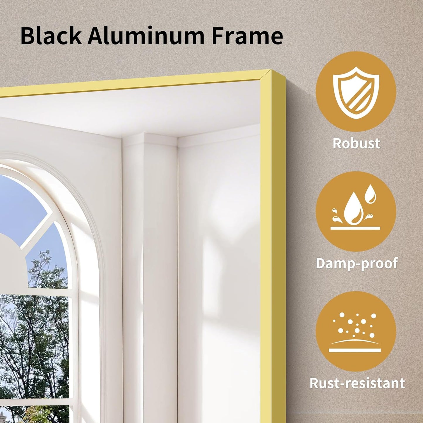 YIROMAN Bathroom Mirror 36"x40", Large Brushed Gold Bathroom Mirror for Over Sink with Aluminum Frame, Rectangular Vanity Mirror with Right Angle, Wall Mirror Hangs Horizontal or Vertical