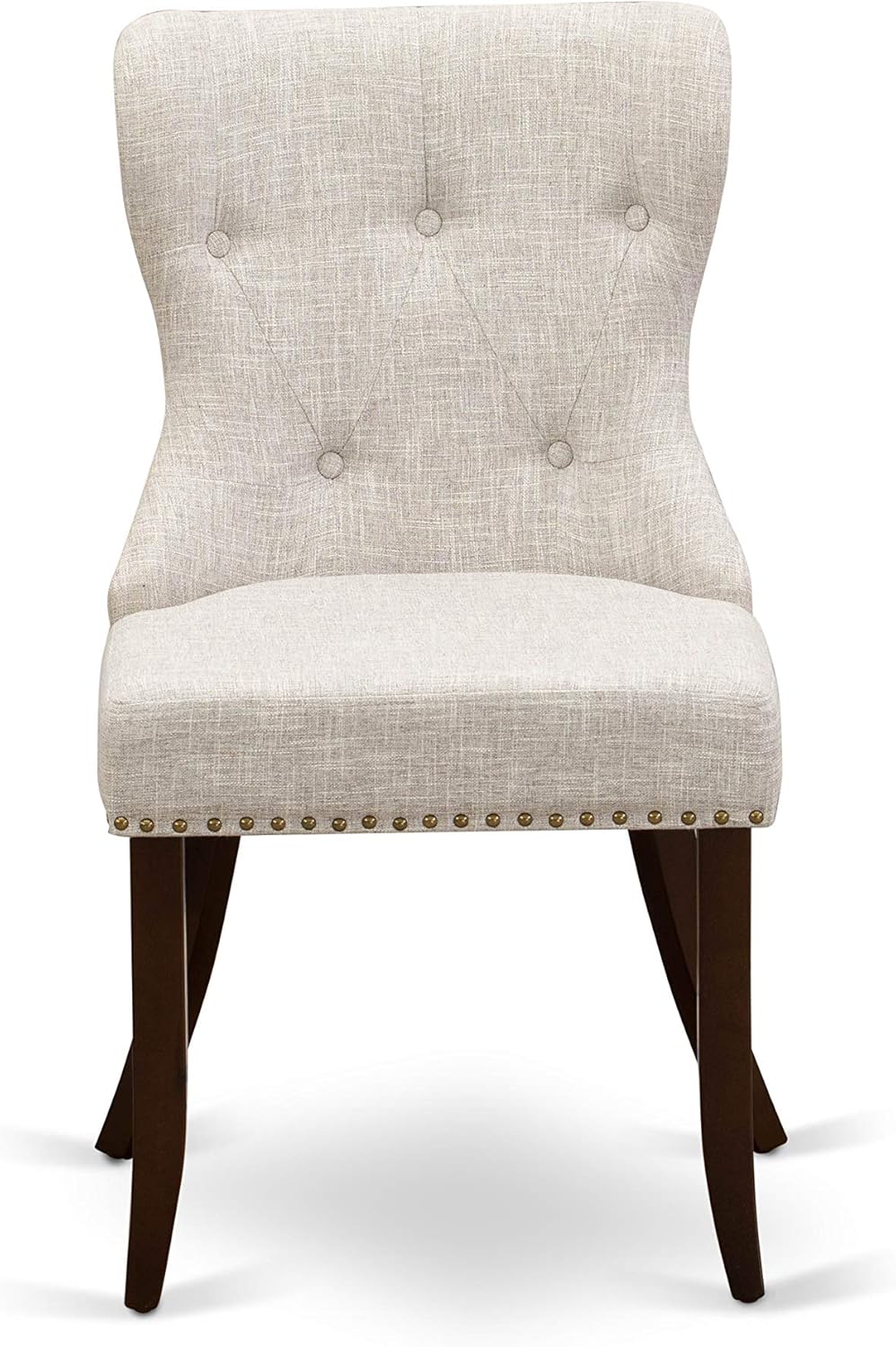 East West Furniture OXSI5-MAH-35 5 Piece Kitchen Table & Chairs Set Includes a Square Dining Room Table and 4 Doeskin Linen Fabric Parson Dining Chairs, 36x36 Inch, Mahogany