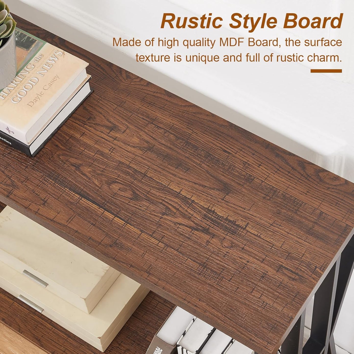 HOMISSUE Sofa Console Table, 70.9" Extra Long Sofa Table with 2-Tier Storage, Industrial Narrow Console Tables Behind Couch, Hallway Table for Entryway, Living Room, Rustic Brown