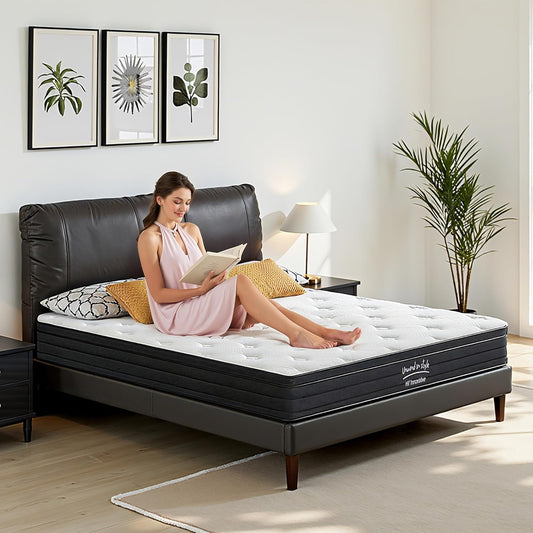 King Size Mattress, 12 Inch 5-Zone Pocket Spring Hybrid Mattress with Gel Memory Foam for Pressure Relief & Peaceful Sleep, Medium Firm, Mattress in a Box