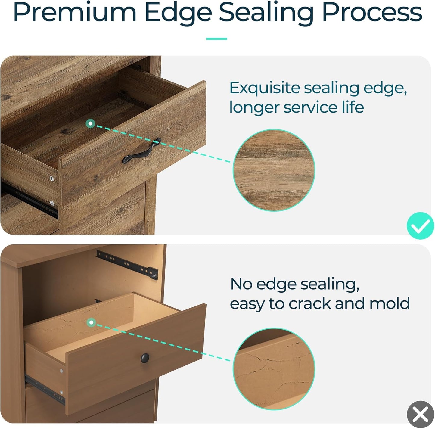 LINSY HOME 6 Drawers Dresser for Bedroom, Wood Bedroom Dresser Modern Drawer Chest, 6 Chest of Drawer, Tall Dresser for Closet, Dressers Organizer for Living Room, Closet, Hallway, Nursery