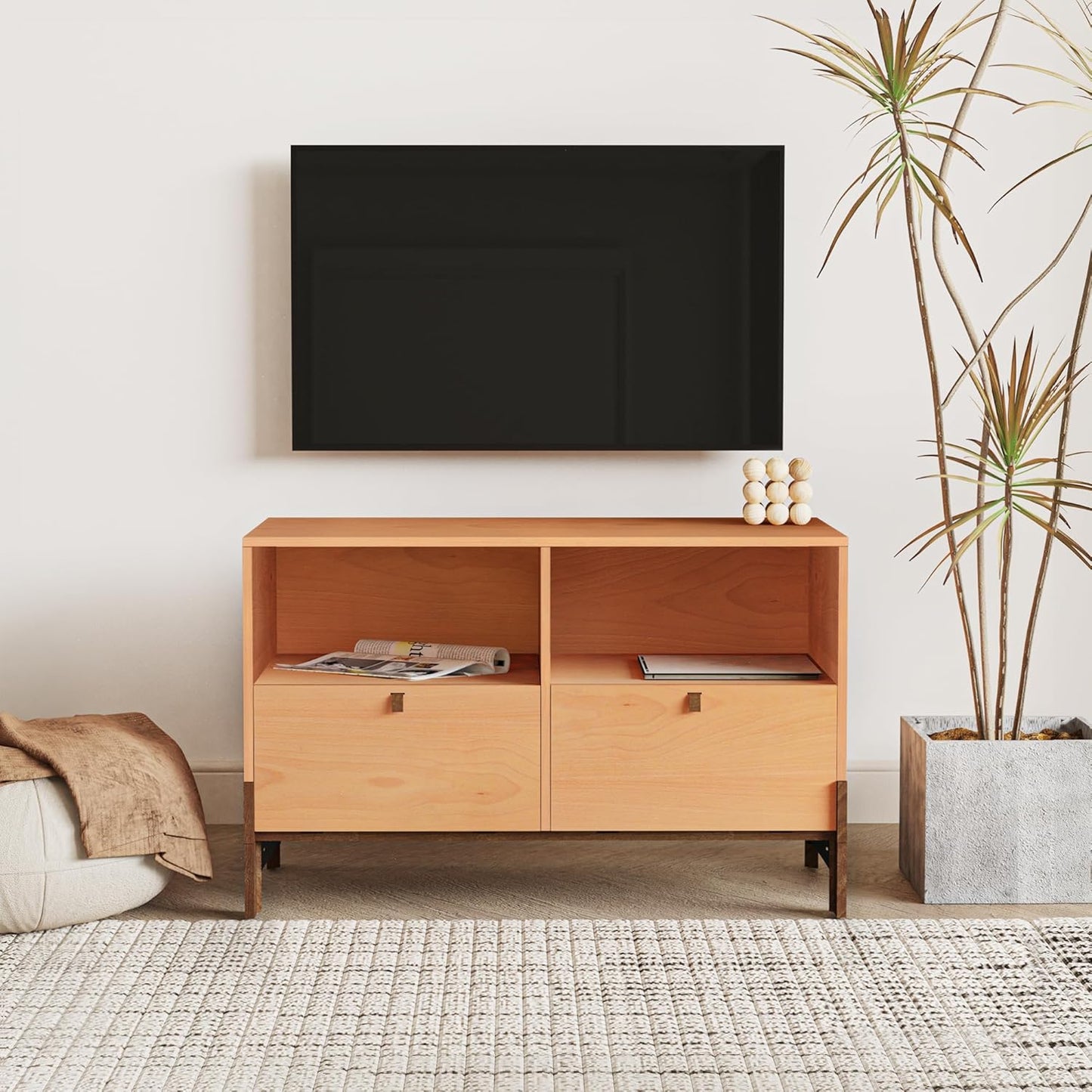 Sebastack TV Stand, Expandable Television Stand, Customizable Coffee Table with Drawer, Entertainment Center and Media Console with Storage for Living Room, Bedroom, 31.46 inch Beech Color