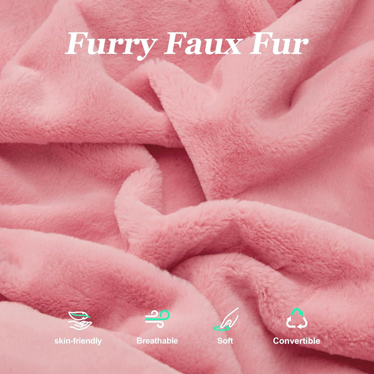 Hobestluk 3 in 1 Bean Bag Chair Giant Bean Bag Chairs for Adults with Chevron Plush Fur Cover Convertible Bean Bag Floor Cushion with Machine Washable Cover for Living Room (Plush Pink)