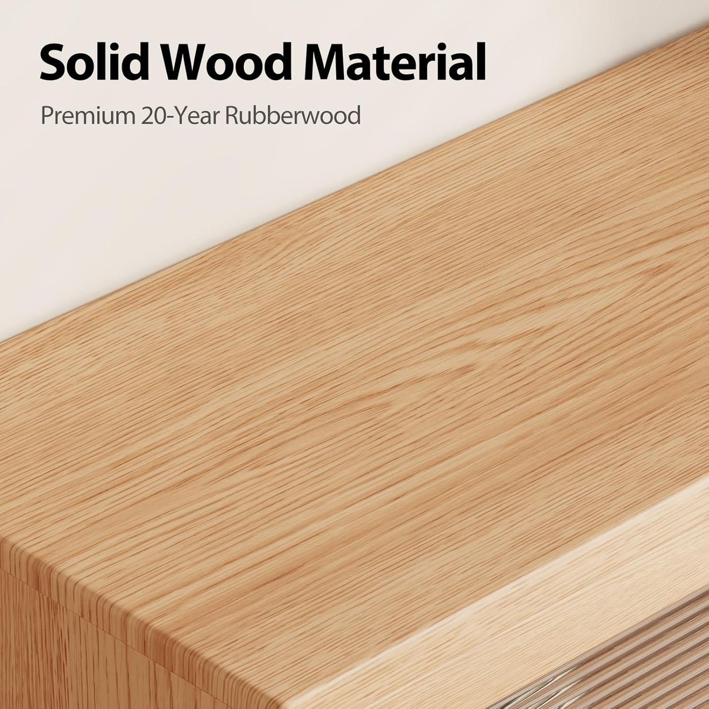 Solid Wood Bookcase with Glass Doors, 3 Shelf Bookshelves and Bookcases, Mid Century Modern Bookshelf with Glass Doors, Kitchen Pantry Cabinet (Natural, 31.5" W)