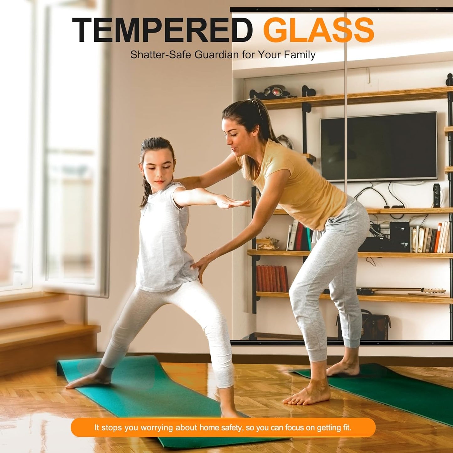 Delma Home Gym Mirror, 70''x24''x2PCS Black Wall Mounted Large Frameless Tempered Glass Wall Mirror for Home Gym, Garage, Bedroom, Bathroom