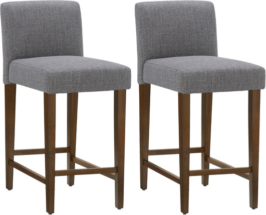 CHITA Counter Height Bar Stools Set of 2, 27" H Seat Height Upholstered Barstools, Fabric in Fog Grey