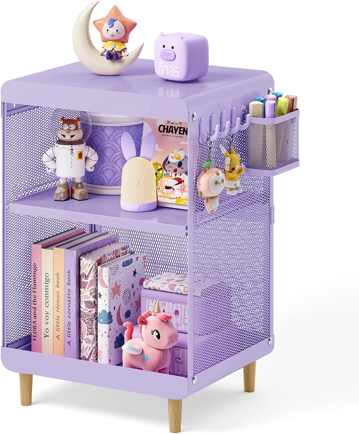 Kids Nightstand,Kids Bedside Table,Teen Girls Night Stand,Toddler Night Stand,End Table for Girls Room Storage,Purple Nightstand