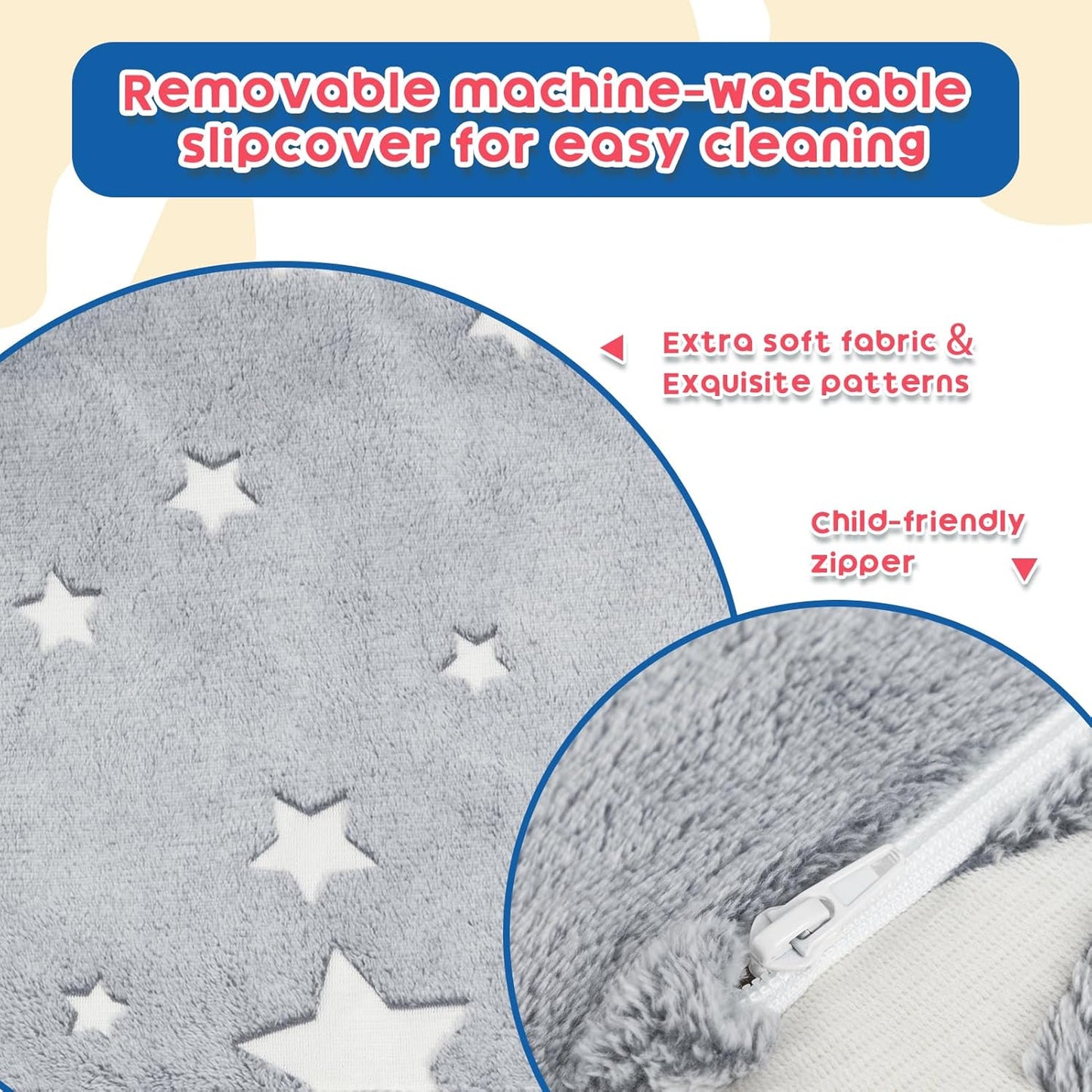 ALIMORDEN Fold Out Toddler Couch, Extra Wide Comfy 2-in-1 Cuddly Sherpa Sofa for Kids, with Removable Baby Friendly Blanket, Convertible Sofa to Bed, Star