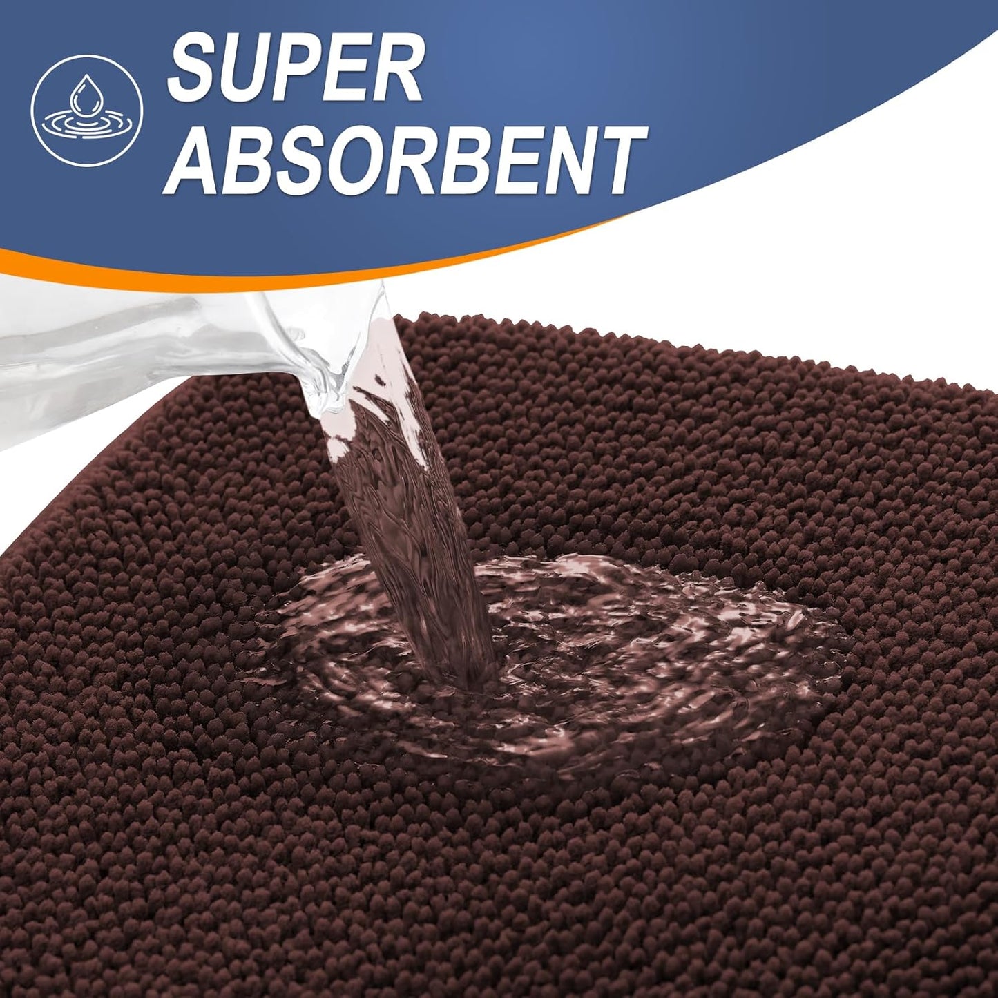 OLANLY Thick Memory Foam Bath Mat Rug 34x21, Extra Soft Absorbent Bathroom Rug, Quick Dry Bath Mats, Non-Slip, Machine Washable Carpet for Bathroom, Tub and Shower, Home Decor Accessories, Brown