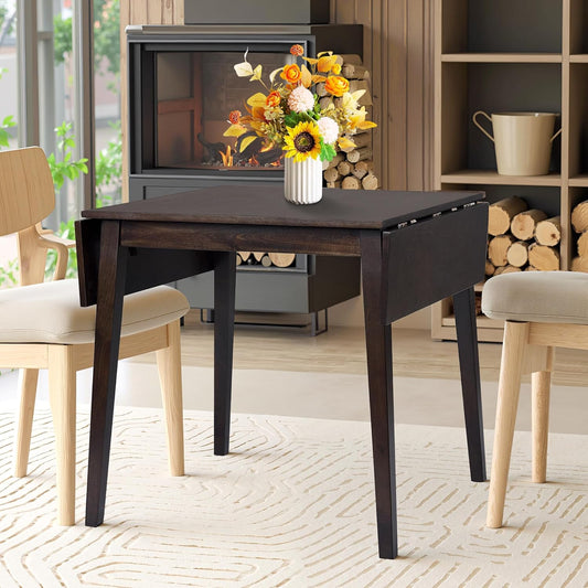 29"- 45" Extendable Dining Table for 2-4, Folding Square Dinner Table Small Kitchen Dining Room Tables with Wood Legs for Small Space, Kitchen, Living Room, Espresso