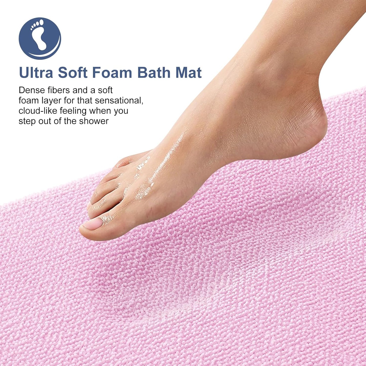 OLANLY Thick Memory Foam Bath Mat Rug 24x16, Extra Soft Absorbent Bathroom Rug, Quick Dry Bath Mats, Non-Slip, Machine Washable Carpet for Bathroom, Tub and Shower, Home Decor Accessories, Pink