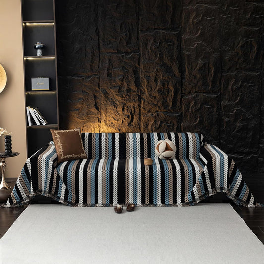 STACYPIK Boho Chenille Sofa Cover, Soft Jacquard Leaves Couch Cover, Non-Slip Loveseat Cover for Sectional Sofa, Washable Pet Protector for 3 Cushion Couch,Multi-use Vintage Throw Slipcover-71x150IN